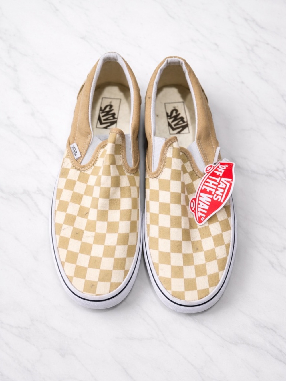 Vans Checkerboard Slip-On Beige/Cream Men’s 8 Women’s 9.5 NEW w/ Tag